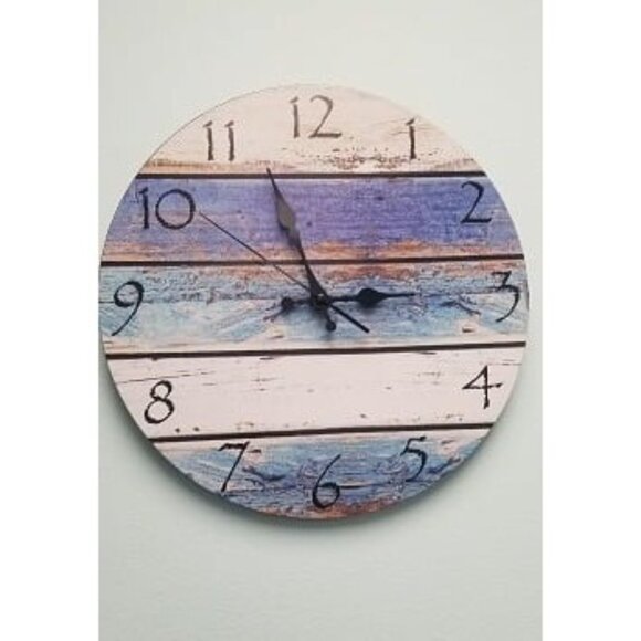 New Rustic Beach Wall Clock 12" Round, Silent Non Ticking Quartz Battery Operate - Picture 2 of 2
